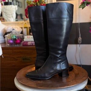 Talbots Black Leather Heeled Boots